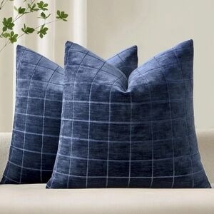 Miulee Blue Velvet Accent Pillow Covers 20 x 20 Navy Blue